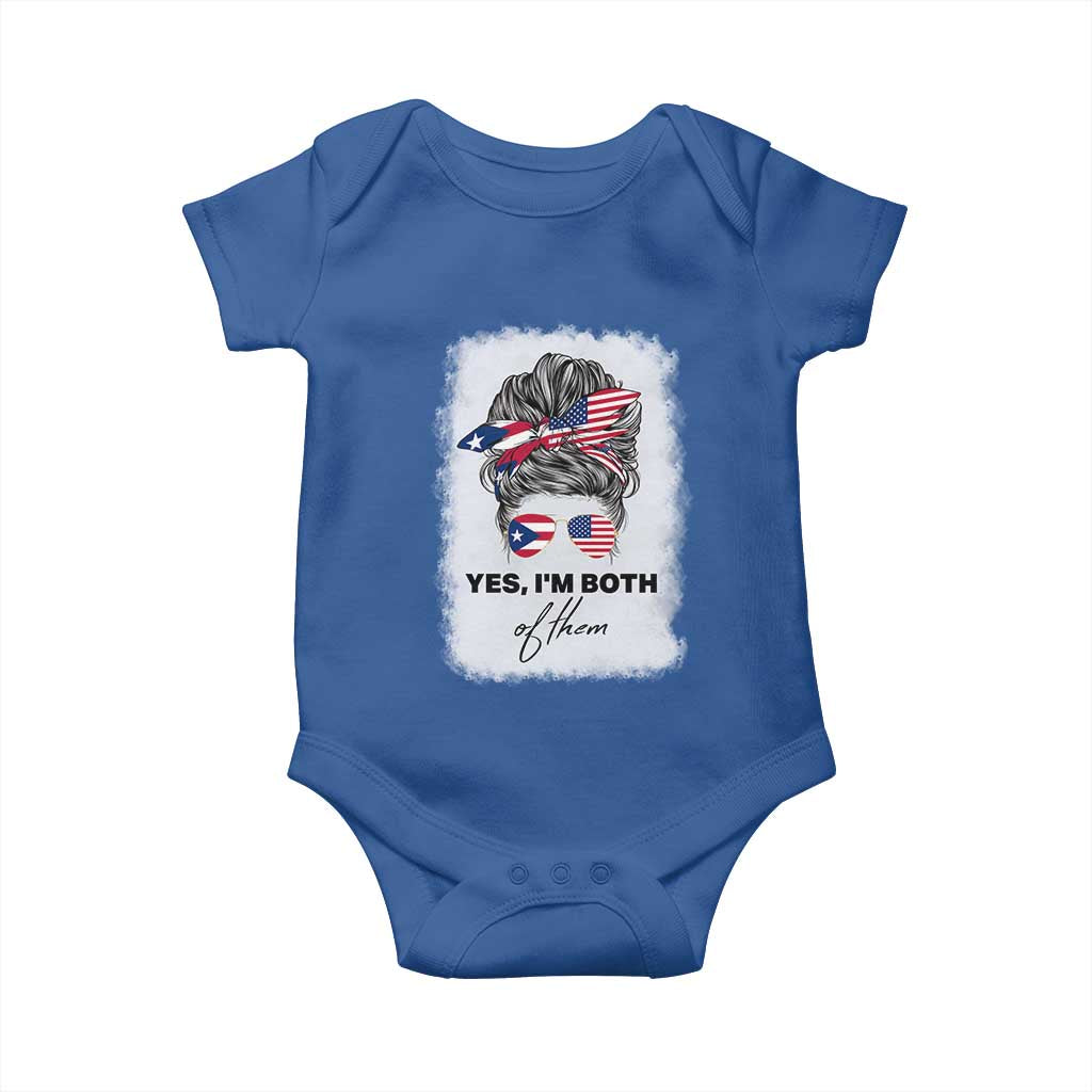 Yes I’m Both Puerto Rican American Baby Onesie Messy Bun Boricua Woman Pride