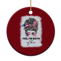 Yes I’m Both Puerto Rican American Ceramic Ornament Messy Bun Boricua Woman Pride
