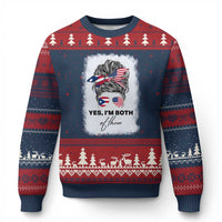 Yes I’m Both Puerto Rican American Ugly Christmas Sweater Messy Bun Boricua Woman Pride