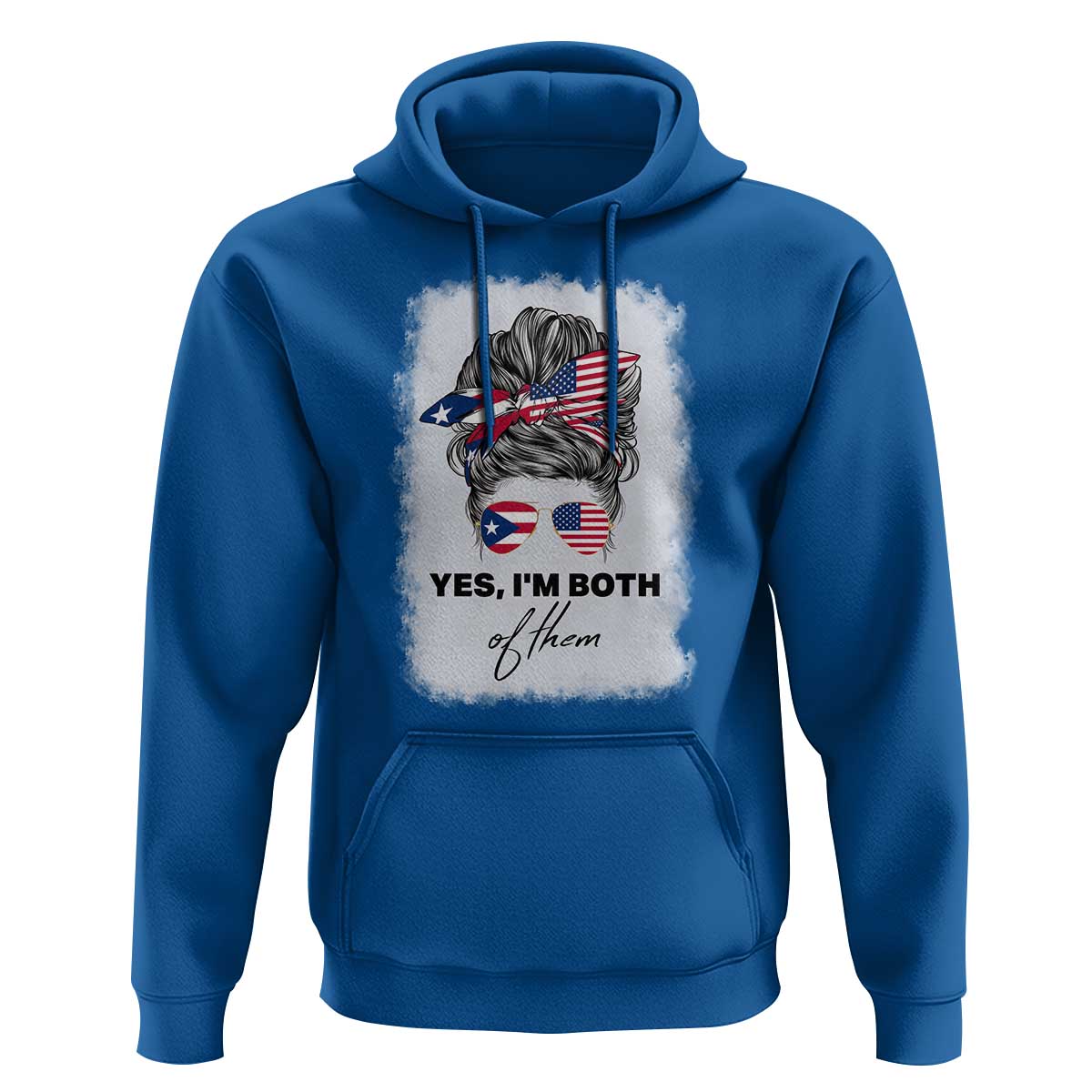 Yes I’m Both Puerto Rican American Hoodie Messy Bun Boricua Woman Pride