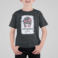 Yes I’m Both Puerto Rican American T Shirt For Kid Messy Bun Boricua Woman Pride