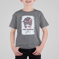 Yes I’m Both Puerto Rican American T Shirt For Kid Messy Bun Boricua Woman Pride