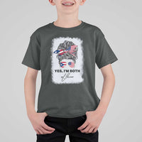 Yes I’m Both Puerto Rican American T Shirt For Kid Messy Bun Boricua Woman Pride