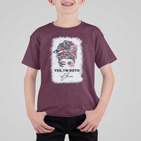 Yes I’m Both Puerto Rican American T Shirt For Kid Messy Bun Boricua Woman Pride