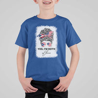 Yes I’m Both Puerto Rican American T Shirt For Kid Messy Bun Boricua Woman Pride