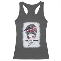 Yes I’m Both Puerto Rican American Racerback Tank Top Messy Bun Boricua Woman Pride