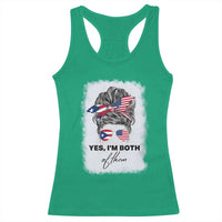 Yes I’m Both Puerto Rican American Racerback Tank Top Messy Bun Boricua Woman Pride