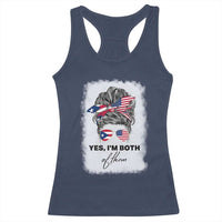 Yes I’m Both Puerto Rican American Racerback Tank Top Messy Bun Boricua Woman Pride