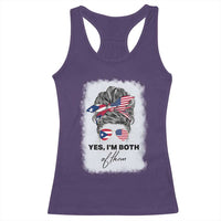 Yes I’m Both Puerto Rican American Racerback Tank Top Messy Bun Boricua Woman Pride