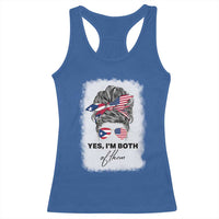 Yes I’m Both Puerto Rican American Racerback Tank Top Messy Bun Boricua Woman Pride