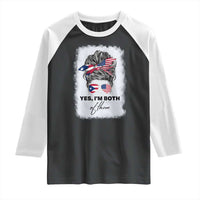 Yes I’m Both Puerto Rican American Raglan Shirt Messy Bun Boricua Woman Pride