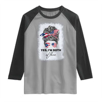 Yes I’m Both Puerto Rican American Raglan Shirt Messy Bun Boricua Woman Pride