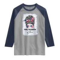 Yes I’m Both Puerto Rican American Raglan Shirt Messy Bun Boricua Woman Pride