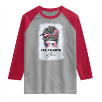 Yes I’m Both Puerto Rican American Raglan Shirt Messy Bun Boricua Woman Pride