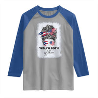 Yes I’m Both Puerto Rican American Raglan Shirt Messy Bun Boricua Woman Pride