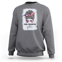Yes I’m Both Puerto Rican American Sweatshirt Messy Bun Boricua Woman Pride