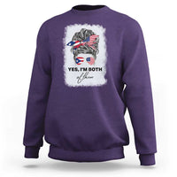 Yes I’m Both Puerto Rican American Sweatshirt Messy Bun Boricua Woman Pride