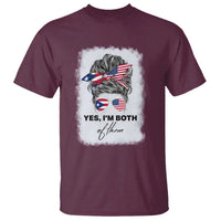 Yes I’m Both Puerto Rican American T Shirt Messy Bun Boricua Woman Pride