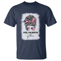Yes I’m Both Puerto Rican American T Shirt Messy Bun Boricua Woman Pride