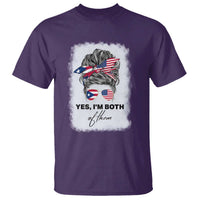 Yes I’m Both Puerto Rican American T Shirt Messy Bun Boricua Woman Pride