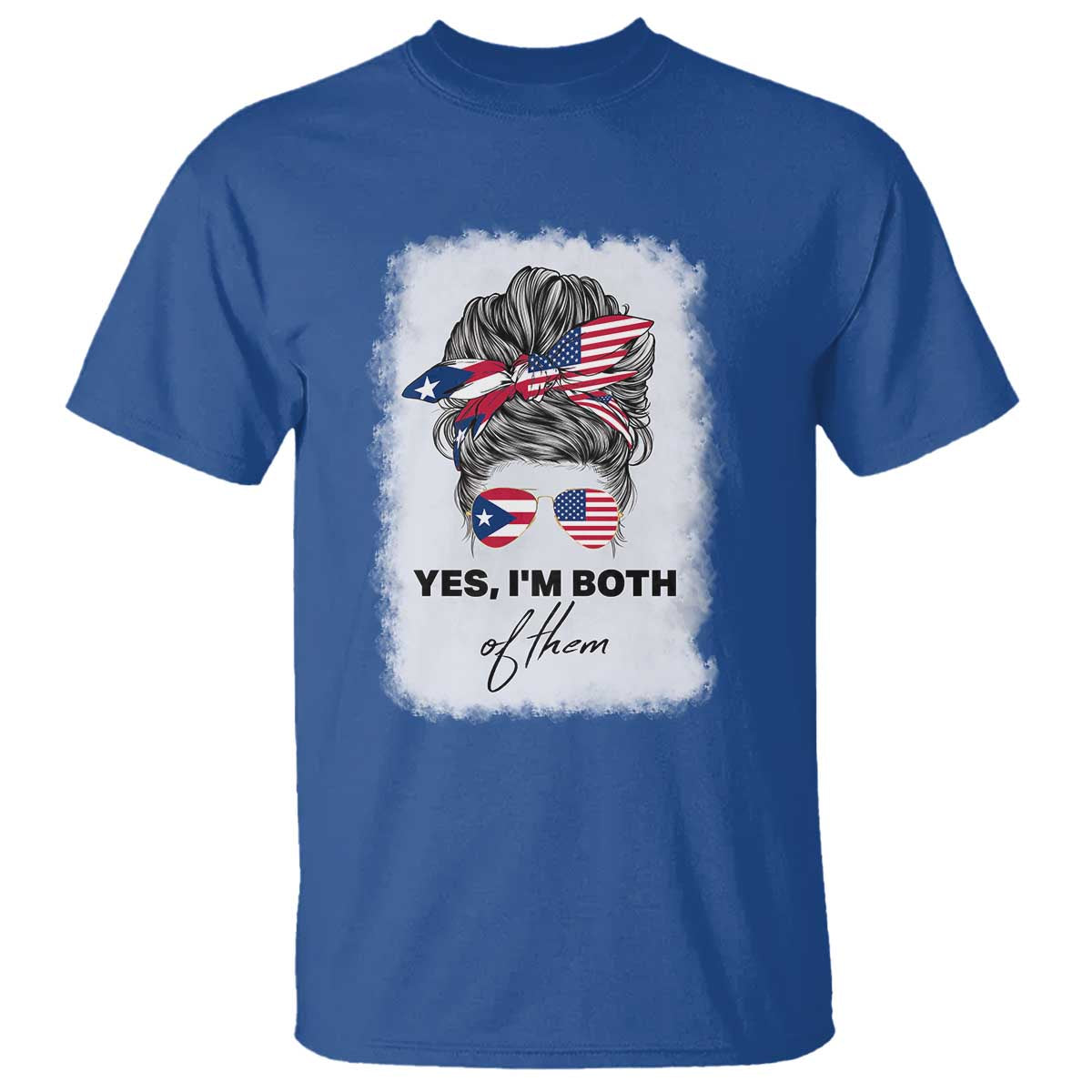 Yes I’m Both Puerto Rican American T Shirt Messy Bun Boricua Woman Pride