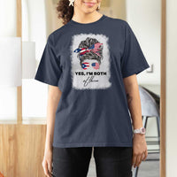 Yes I’m Both Puerto Rican American T Shirt For Women Messy Bun Boricua Woman Pride