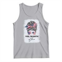 Yes I’m Both Puerto Rican American Tank Top Messy Bun Boricua Woman Pride