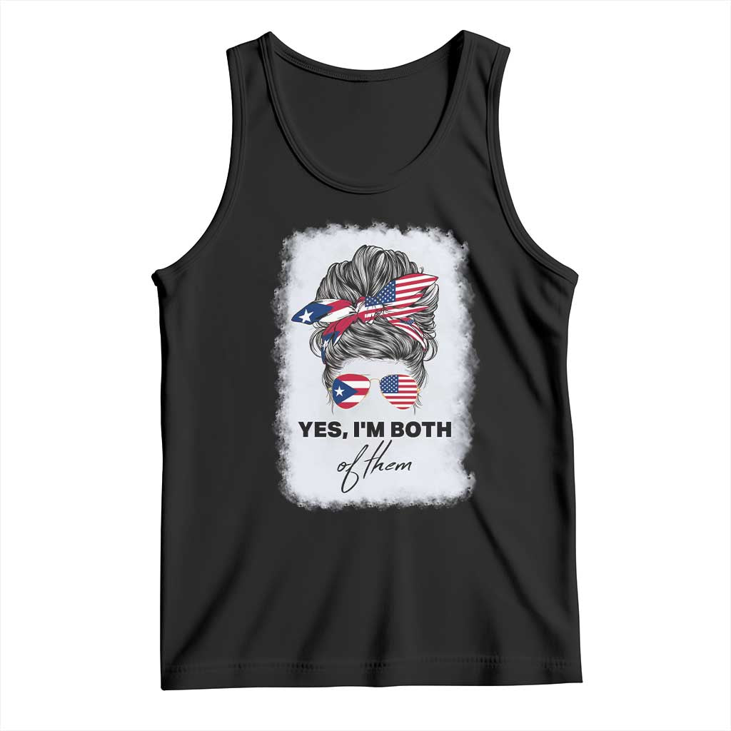 Yes I’m Both Puerto Rican American Tank Top Messy Bun Boricua Woman Pride