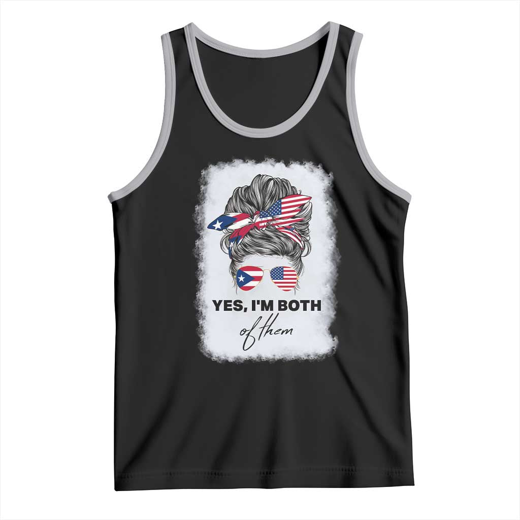 Yes I’m Both Puerto Rican American Tank Top Messy Bun Boricua Woman Pride