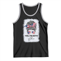 Yes I’m Both Puerto Rican American Tank Top Messy Bun Boricua Woman Pride