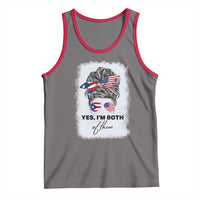 Yes I’m Both Puerto Rican American Tank Top Messy Bun Boricua Woman Pride