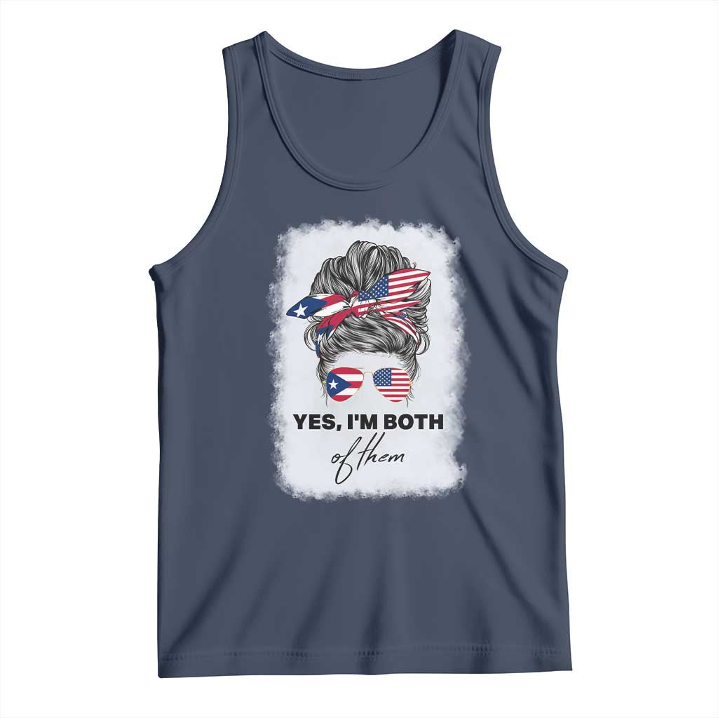 Yes I’m Both Puerto Rican American Tank Top Messy Bun Boricua Woman Pride