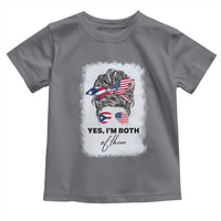 Yes I’m Both Puerto Rican American Toddler T Shirt Messy Bun Boricua Woman Pride