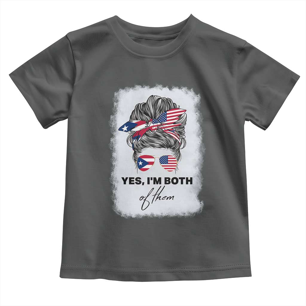 Yes I’m Both Puerto Rican American Toddler T Shirt Messy Bun Boricua Woman Pride