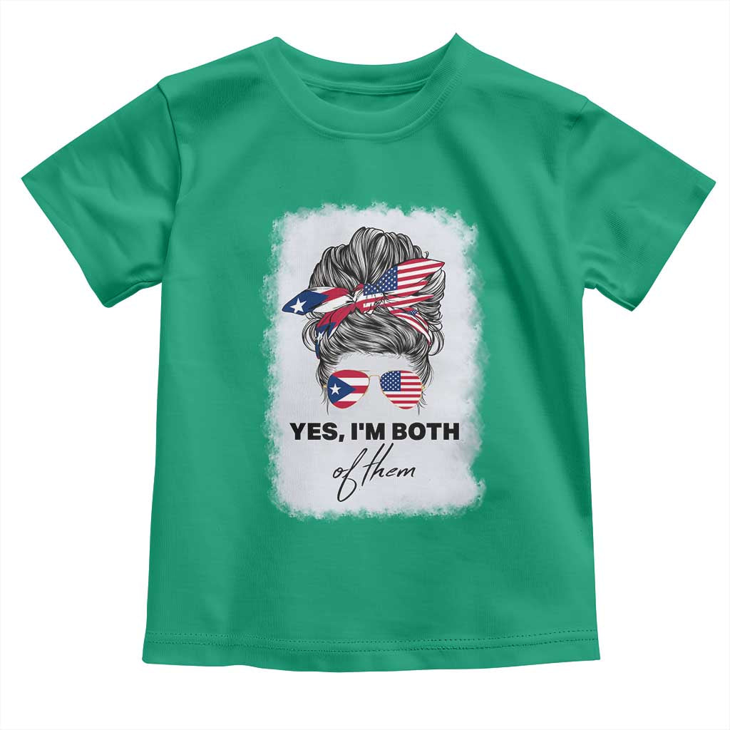 Yes I’m Both Puerto Rican American Toddler T Shirt Messy Bun Boricua Woman Pride