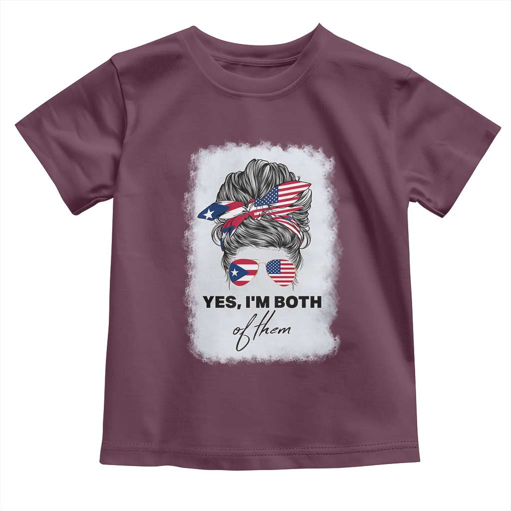 Yes I’m Both Puerto Rican American Toddler T Shirt Messy Bun Boricua Woman Pride