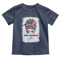 Yes I’m Both Puerto Rican American Toddler T Shirt Messy Bun Boricua Woman Pride