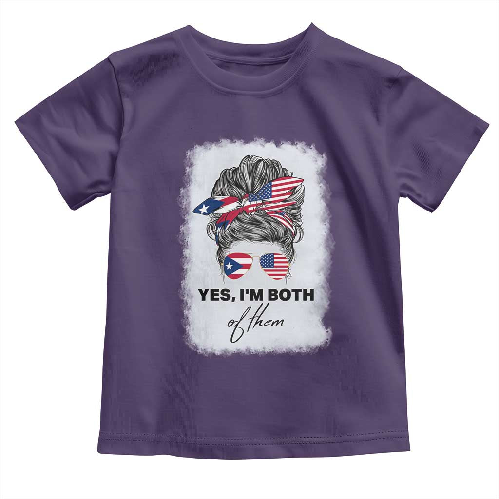Yes I’m Both Puerto Rican American Toddler T Shirt Messy Bun Boricua Woman Pride