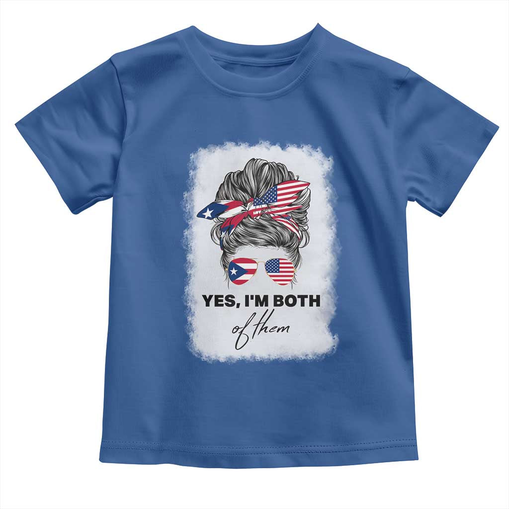 Yes I’m Both Puerto Rican American Toddler T Shirt Messy Bun Boricua Woman Pride
