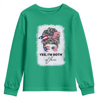 Yes I’m Both Puerto Rican American Youth Sweatshirt Messy Bun Boricua Woman Pride