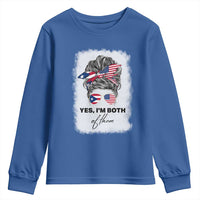 Yes I’m Both Puerto Rican American Youth Sweatshirt Messy Bun Boricua Woman Pride