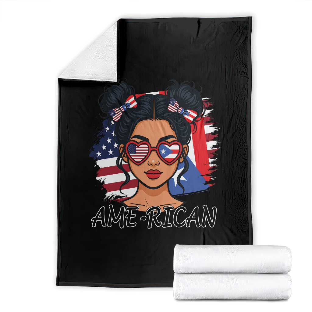 Puerto Rican American Girl Throw Blanket AME-RICAN Boricua Pride