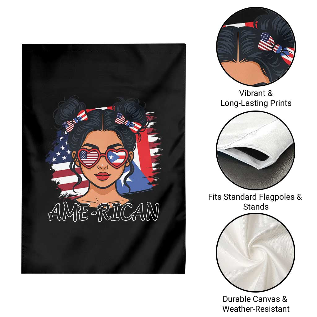 Puerto Rican American Girl Garden Flag AME-RICAN Boricua Pride