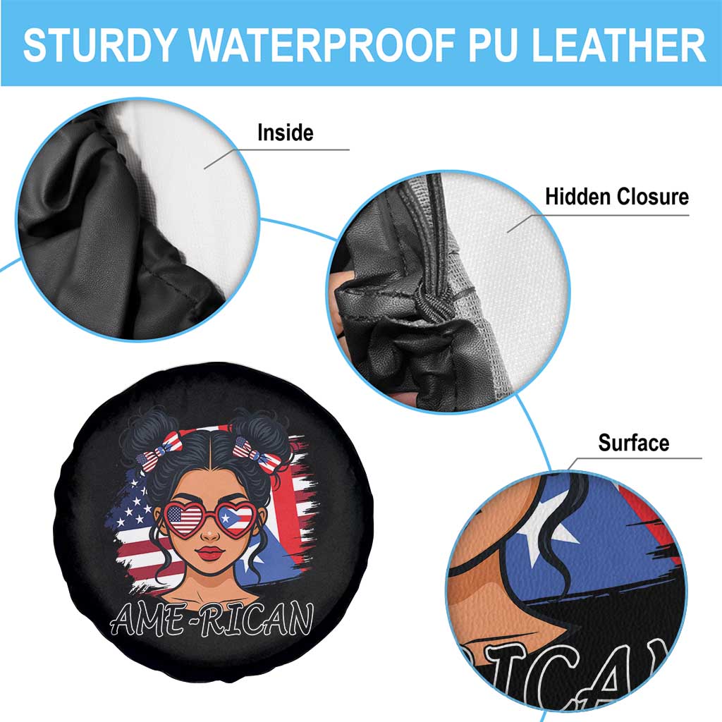 Puerto Rican American Girl Spare Tire Cover AME-RICAN Boricua Pride