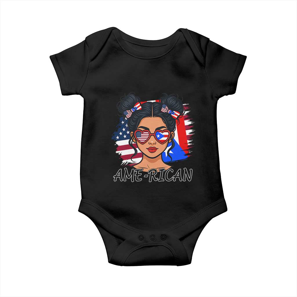 Puerto Rican American Girl Baby Onesie AME-RICAN Boricua Pride