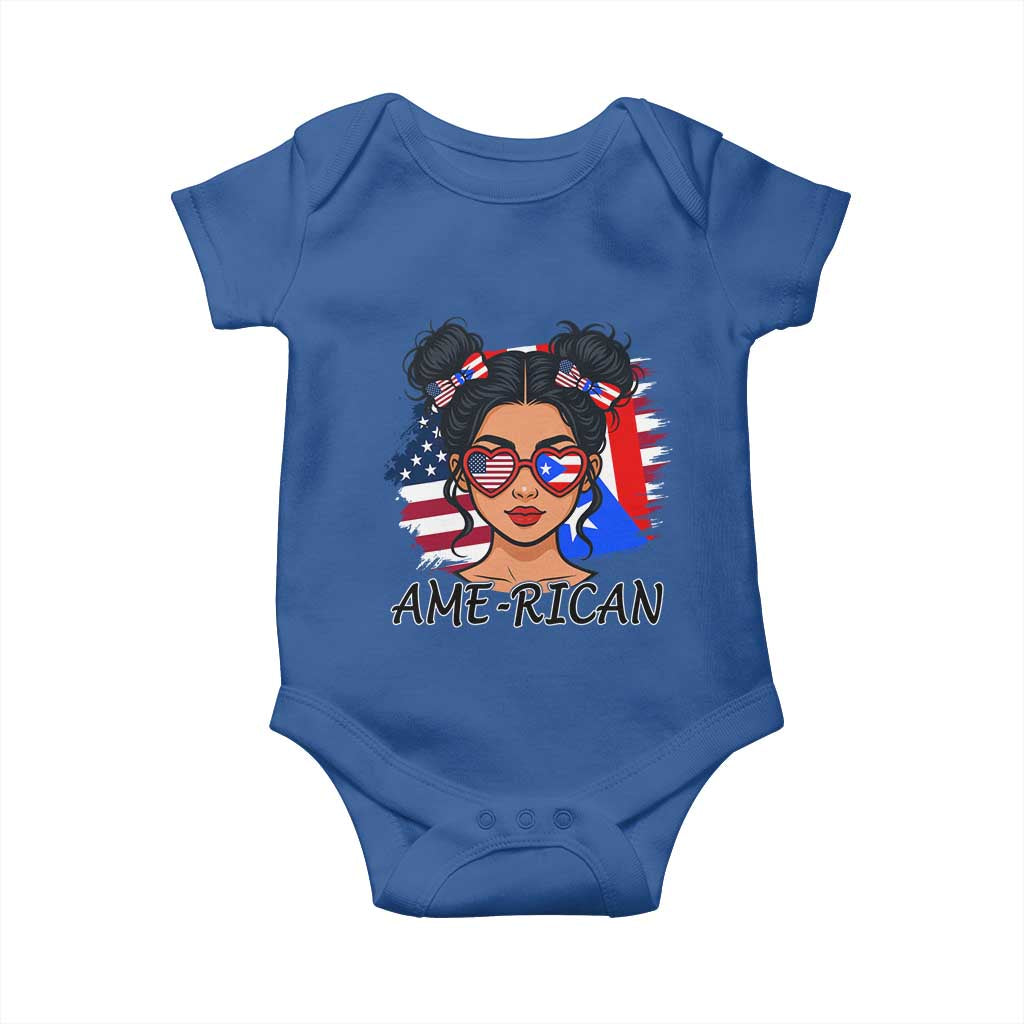 Puerto Rican American Girl Baby Onesie AME-RICAN Boricua Pride