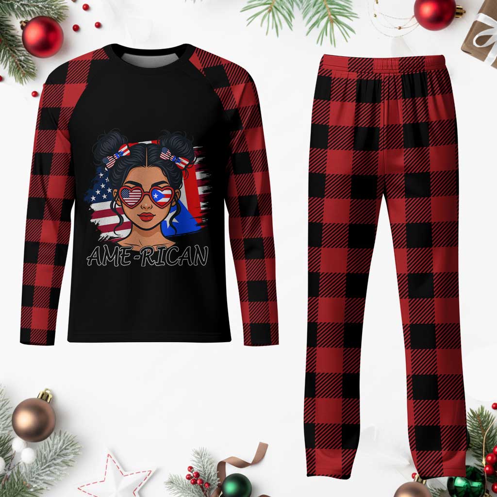 Puerto Rican American Girl Plaid Pajama Set AME-RICAN Boricua Pride