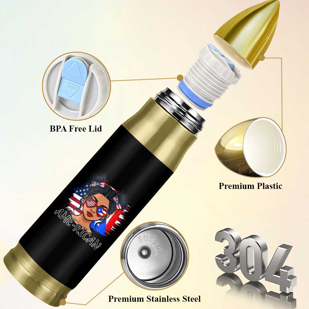 Puerto Rican American Girl Bullet Tumbler AME-RICAN Boricua Pride