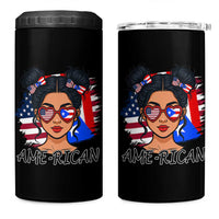 Puerto Rican American Girl 4 in 1 Can Cooler Tumbler AME-RICAN Boricua Pride