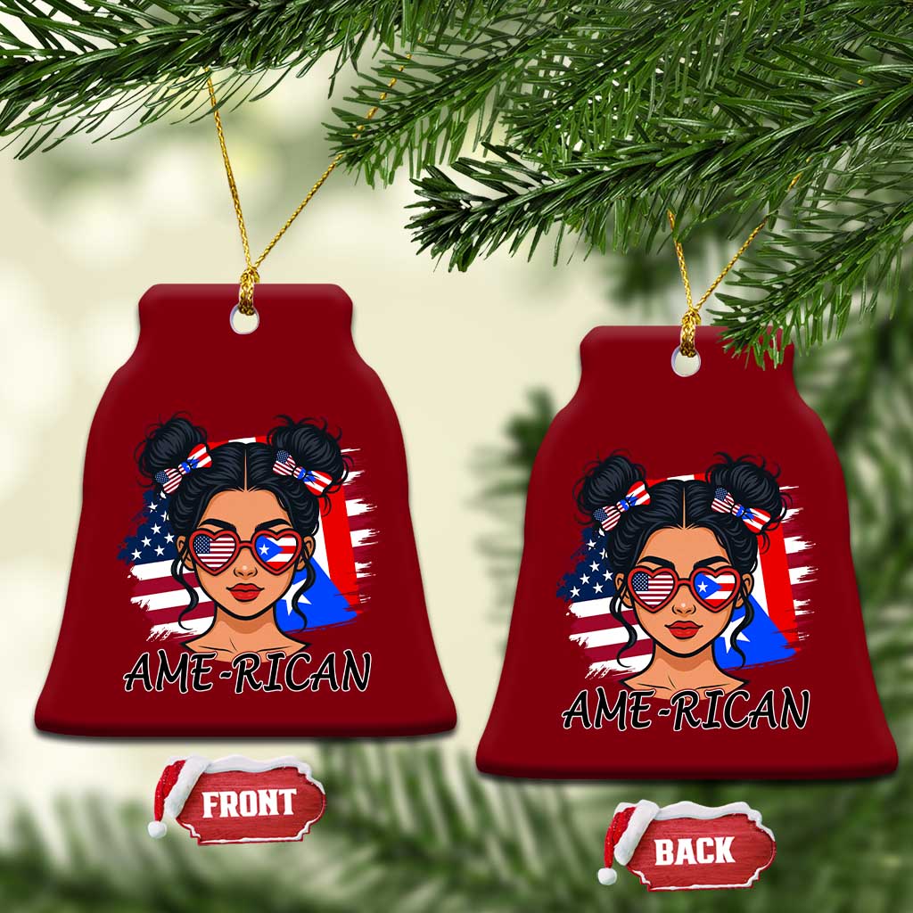 Puerto Rican American Girl Ceramic Ornament AME-RICAN Boricua Pride